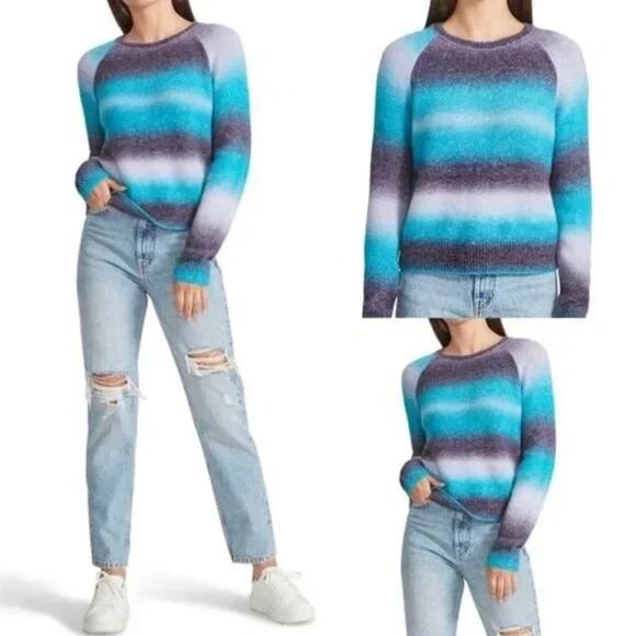 BB Dakota Steve Madden Women's Wool Blend Knit Ombre Pullover Sweater Blue M - Picture 1 of 9